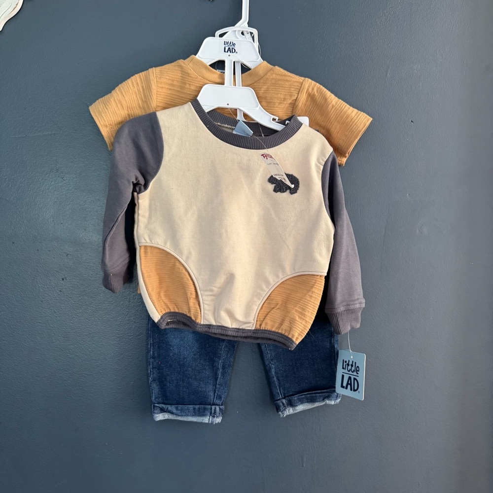 NWT Boys Matching Set - Cream and Gray